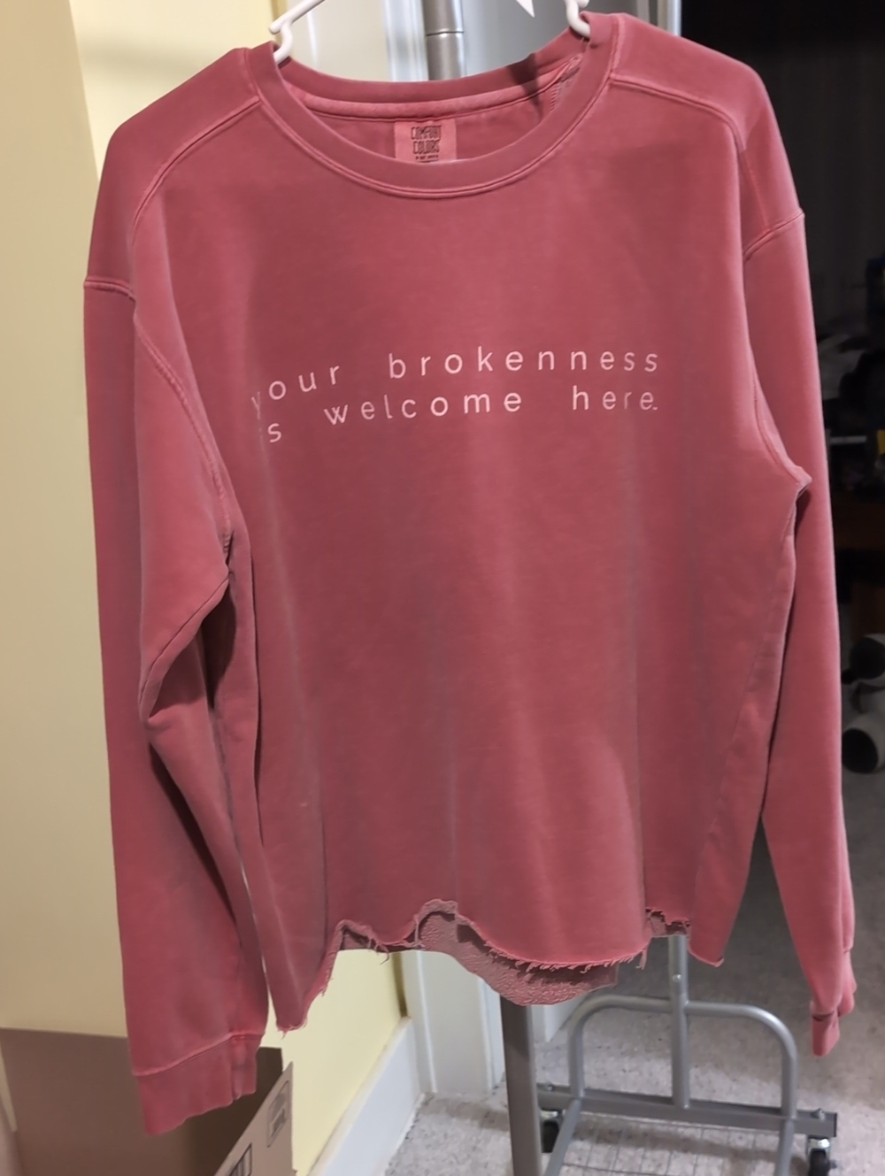 Comfort Colors Cozy Washed Rose Crewneck Sweatshirt - Inspirational Graphic